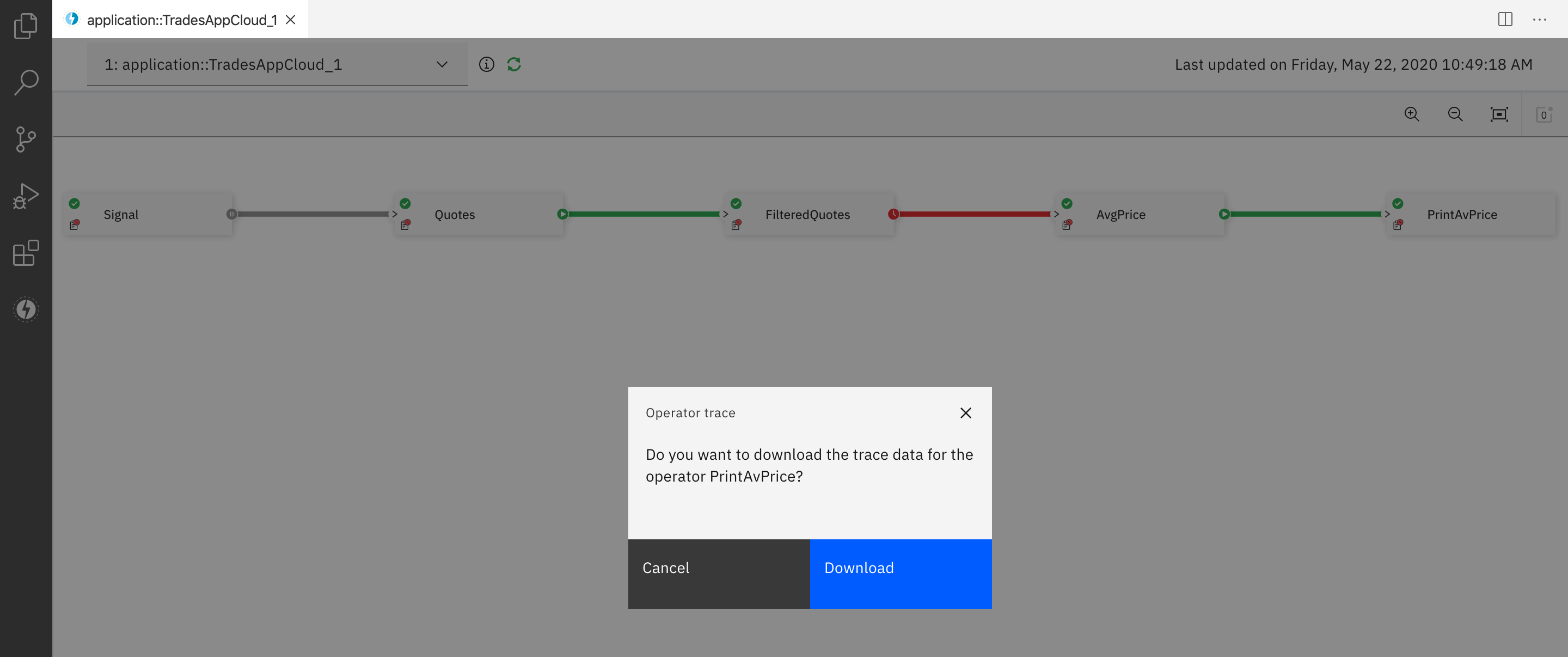 Job graph: view application logs