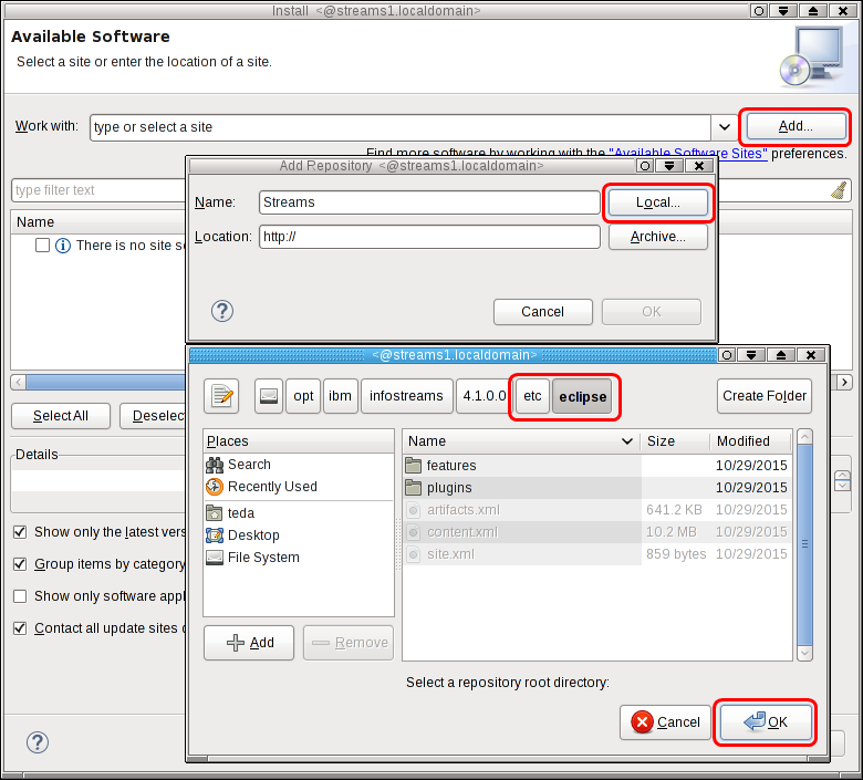 Available Software dialog